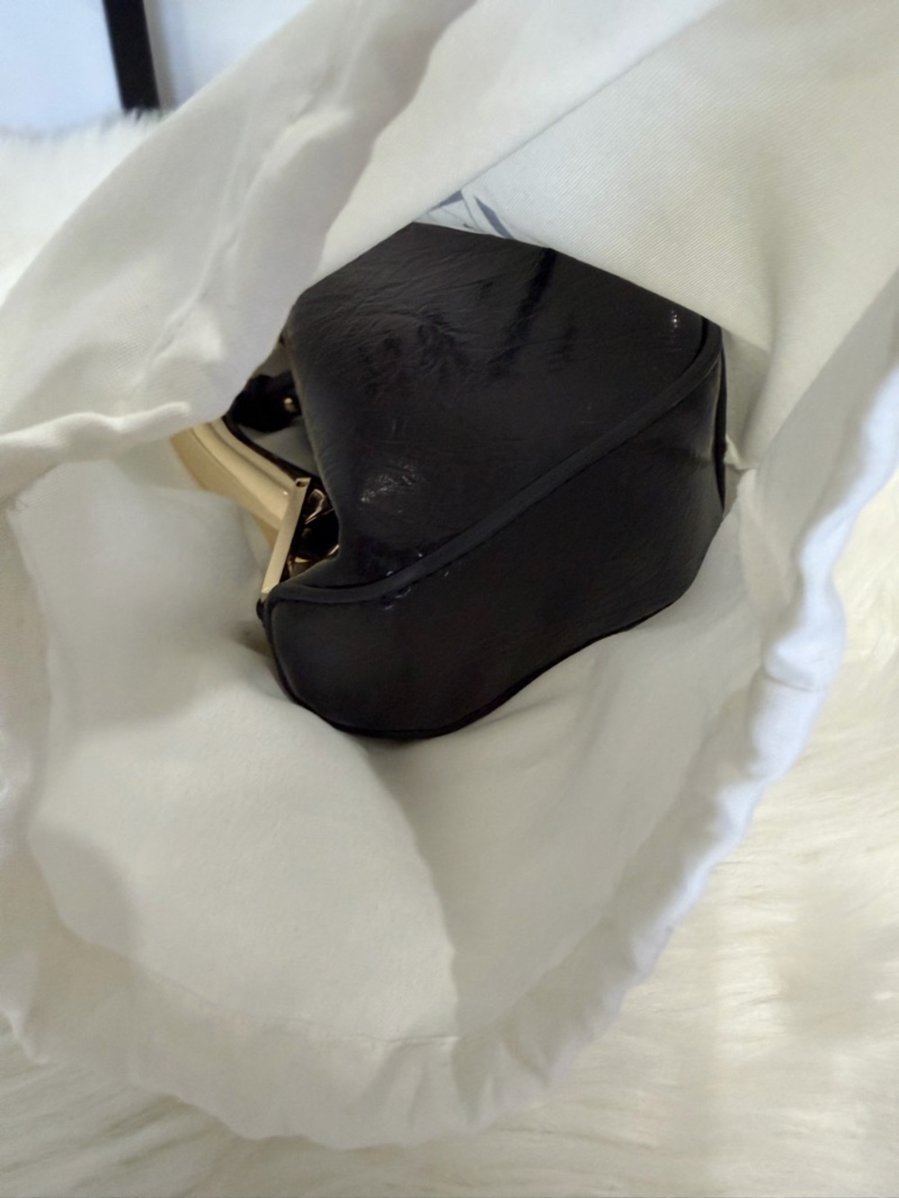 Zara Mini Bucket Bag with Metallic Gold Handle with storage bag - Picture 13 of 14